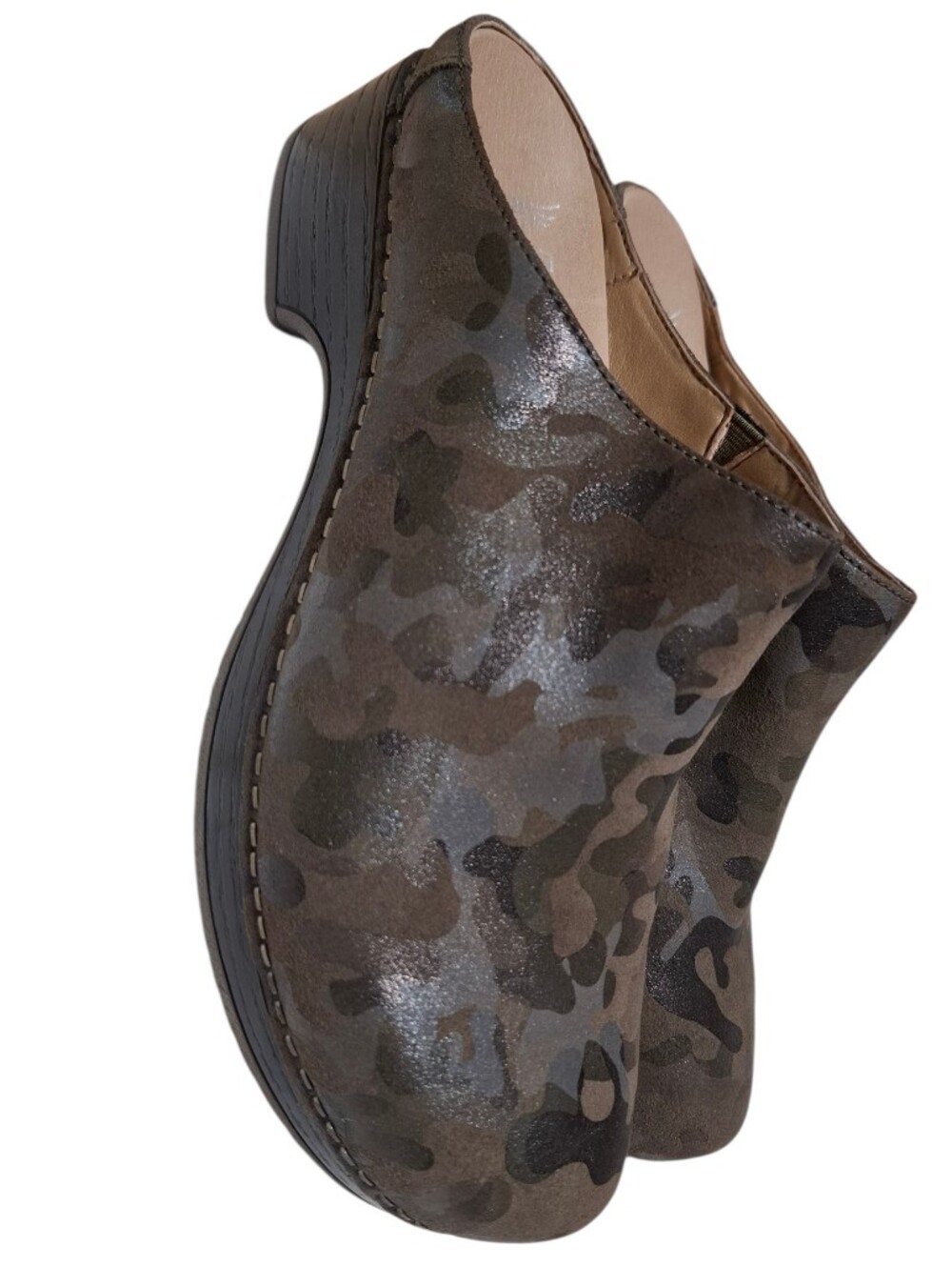 Dansko Women's Brenda Leather Camo Print Mule Clog Slip On Sandals Size 39